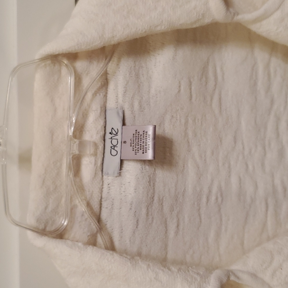 Cache S White Jacket With Silver Asymmetrical Zip… - image 3